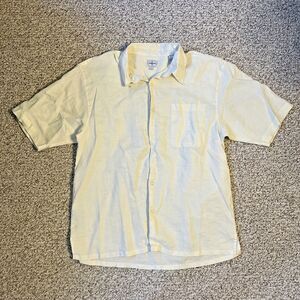 Linea Uomo Mens Button Up Shirt Size XL Ivory Cream Beachy Quiet Luxury Florida